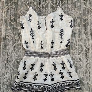 Calypso St. Barth Ivory and Black Embroidered Top